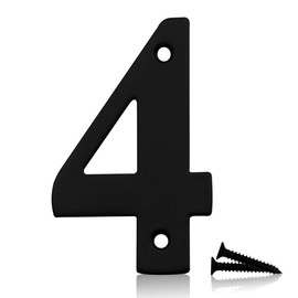 Bwintech 1 Pcs 75mm Matt Black SS304 House Numbers Door number 4, House Signs for outside, House Numbers Plaques for Front Wooden Door