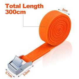 URAQT Lashing Strap, Mounting Strap, Pack of 4, 150 kg, 3 Metres, Ratchet Lashing Strap, Width 20 mm, Lashing Strap, Adjustable Mounting Straps with Clamping Lock for Transport, Cargo, Luggage