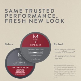 MITCH by Paul Mitchell Reformer Texture Cream for Men, High Hold, Matte Finish, For All Hair Types, Especially Fine to Medium Hair, 3 oz.