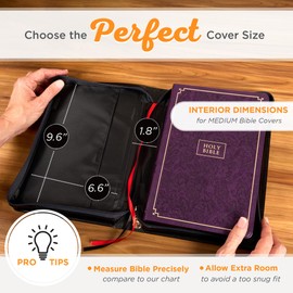 Christian Art Gifts Fashion Vegan Leather Bible Cover for Women: Hope and a Future Inspirational Bible Verse, Black Floral, Medium