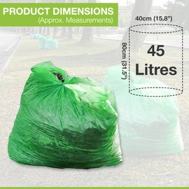 50 Heavy Duty Garden Sacks - 45L for Each Bag, Recyclable Refuse, Leak Resistant & Eco-Friendly, Durable Garden Waste Disposal for Household & Commercial Use, Bin Liners, Dustbin, DIY (5 Pack)
