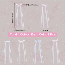 CABODYALS 8 x Haarklammern Mit Schleife Und Langen Schwänzen Spitzenschleifen Pferdeschwanzhalter Kokette Haarspange Im Französischen Stil Quaste Süße Schleifenklammer Für Frauen Hochzeitsfeier Kopfsc