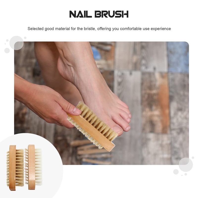 SAFIGLE 2Pcs Wooden Manicure Brush Double Sided Fingernail for Home