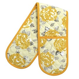 Ragged Rose Double Oven Glove, Cotton, Gold, 85x17x1 cm