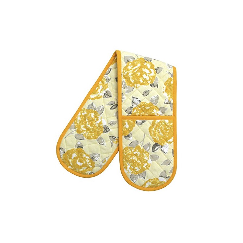 Ragged Rose Double Oven Glove, Cotton, Gold, 85x17x1 cm