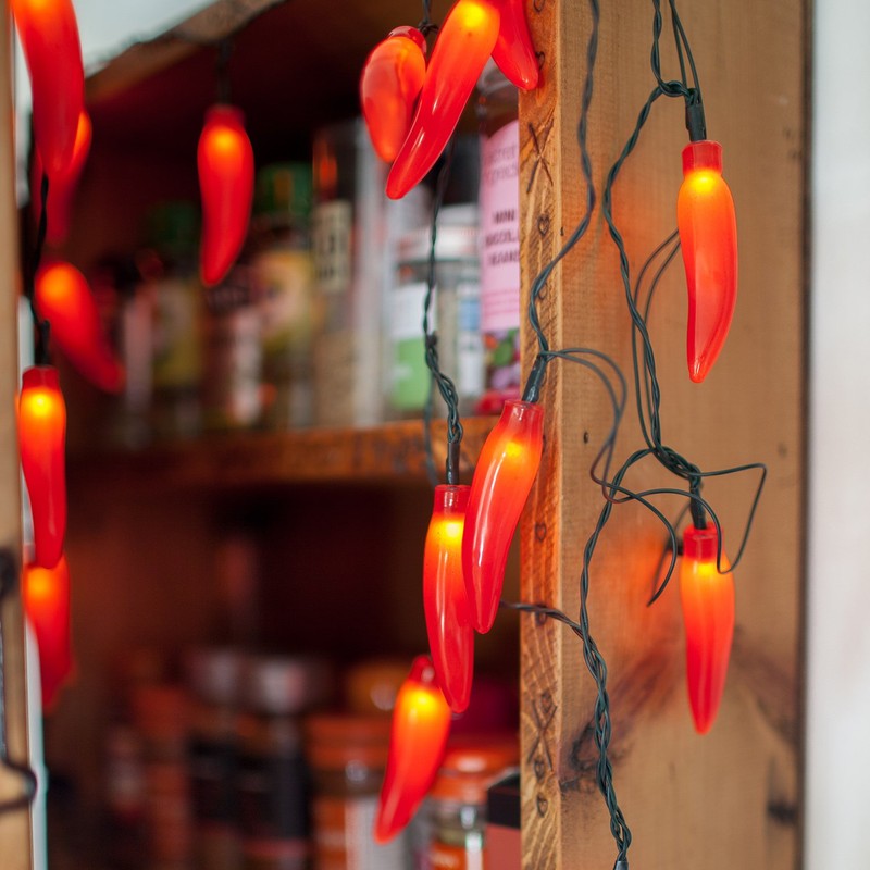 Lights4fun 20er LED Chilli Lichterkette rot batteriebetrieben Chilli Geschenkset Chilli