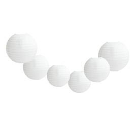 6 PCS Paper Lanterns, Round White Paper Lantern with Wire Ribbing, Different Sized White Lampshades, 4" 6" 8"Paper Lampshades for Weddings, Parties, Celebrations, Patios and Rooms