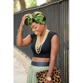 HOMELEX - Turbantes elásticos para la cabeza de punto, turbante, bufanda para mujer, Camo, Talla única