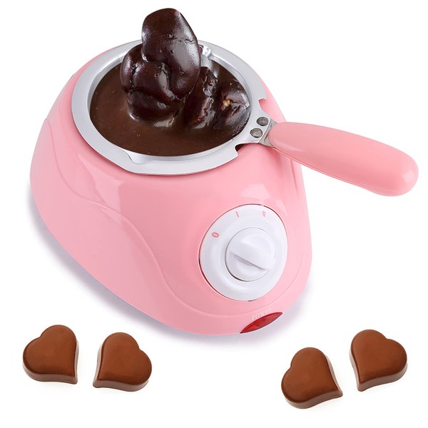 Outil de fusion de chocolat de pot de fusion de chocolat électrique de machine de fonte de chocolat avec l'ensemble de moule de bricolage(Rose)