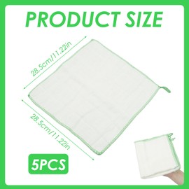 THKO 5PCS Dish Cloths for Washing Up, Cotton Kitchen Cloths White Cleaning Cloths Super Absorbent Double Layered Cleaning Cloths for Home and Kitchen