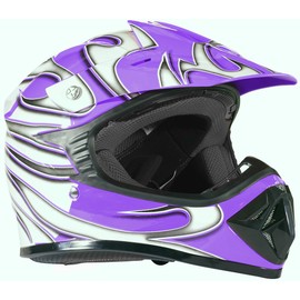 Typhoon Youth Kids Offroad Gear Combo Helmet Gloves Goggles DOT Motocross ATV Dirt Bike Motorcycle Purple - Large