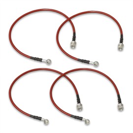 AJP Distributors 4PC Front & Rear Red Stainless Steel Braided Oil Brake Lines Cables Hoses Kit Black End Cap Compatible/Replacement For Civic EM2 ES1 ES2 JDM 2001 2002 2003 2004 2005 01 02 03 04 05