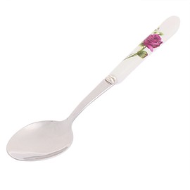 sourcingmap Rose Pattern Ceramic Handle Dinner Soup Serving Spoon