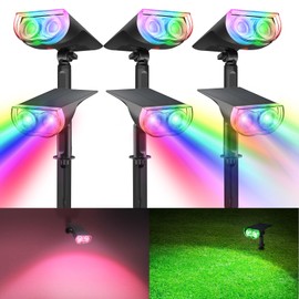 Consciot Solar Color Changing Outdoor Spotlights, 7 Lighting Modes Outside Solar Lights Waterproof IP67, Multicolor Christmas Decorations Landscape Lights for Pathway Patio Fence, Auto On/Off, 6 Pack