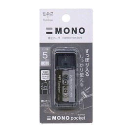 Tombow CT-CM5C10 Pencil Correction Tape Mono Pocket, Width 0.2 inches (5 mm) x 16.4 ft (4 m), Black