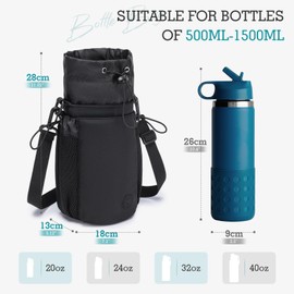 BAGROUPS Water Bottle Holder Bag Water Bottle Holder Bag Water Bottle for Hanging Removable and Adjustable Shoulder Strap Suitable for Fitness, Camping, Daily (Black)