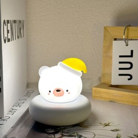 EMINGSKY Cute Night Light for Kids,Animal Soft Silicone LED Lamp Dimmable with 3 Levels of Brightness Touch USB Rechargeable Kitty Night Lights for Kids Room Bedroom Decor Baby Gifts (Bear)