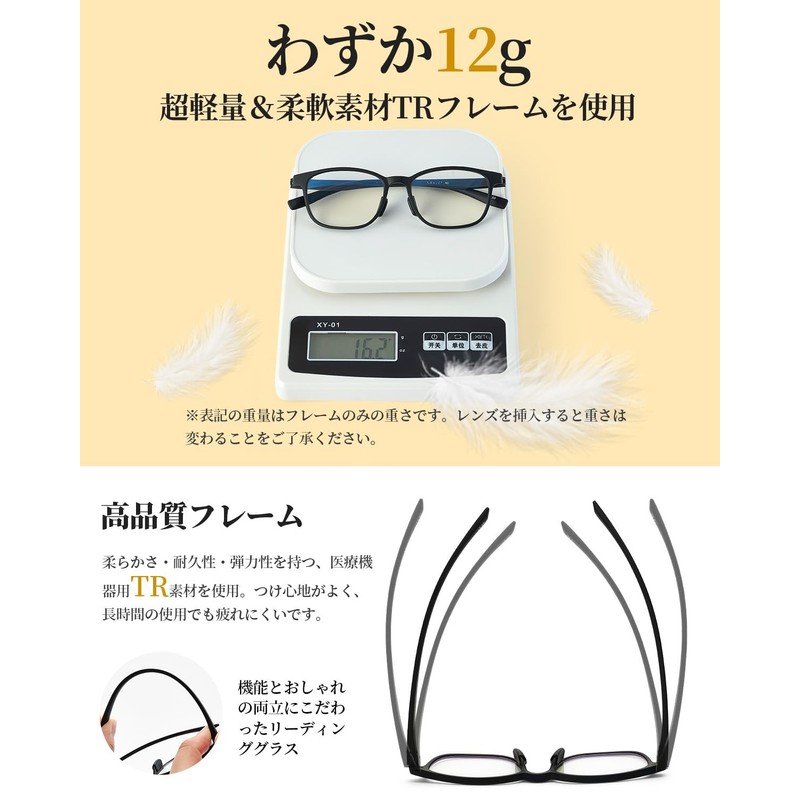 [GO!GRM] 老眼鏡 おしゃれ 【TRフレーム】 リーディンググラス ブルーライトカット シニアグラス 軽量 メンズ レディース