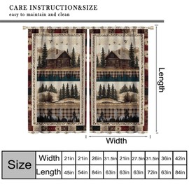 Llylumty Animals Bear Curtains,Rustic Country Wildlife Animals Deer Bear Mountain Christmas Tree Adventure Farm Window Curtains,Rod Pocket Blackout Drapes for Living Room 42x45 Inch