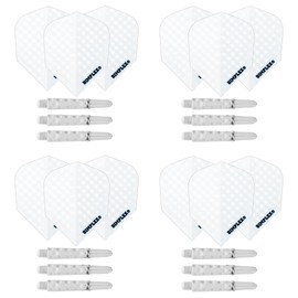 Harrows Darts 4 x Sets of Dimplex Dart Stems and Dimplex Dart Flights - 12 Dart Shafts 12 Darts Flights in Total - Medium & Short, Black & White (White, Short)