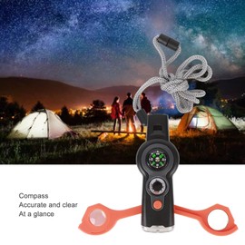 Whistle, Flashlight, 7 in 1 Whistle, Compass, Mountain Climbing, Magnifier, Lifesaving Whistle, SOS Rescue, Hiking, Disaster Preparedness, Portable Convenient (Orange)