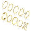 ALEXCRAFT Women's 14 Carat Gold Plated Ring Set of 10,