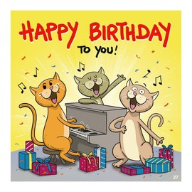 Music Greeting Card - Funny Birthday Card with Colourful Motif - Matching Saying & Inside - Includes Envelope - 17cm x 16.5cm