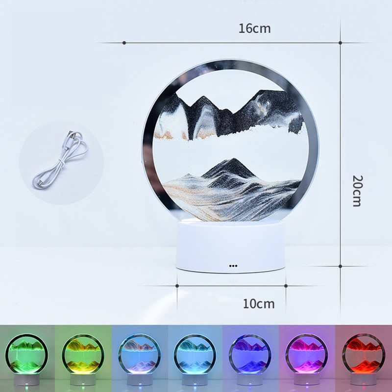 Sand Painting Table Lamp 7 Color 3D Hourglass Table Lamp