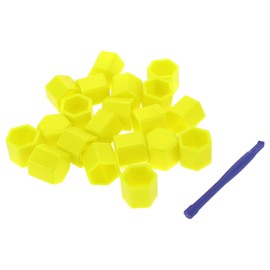 VekAuto Wheel Lug Nut Bolt 17mm Rims Tire Nut Screws Dust Cap Cover Nut Protection Silicone Yellow Exterior with Removal Tool