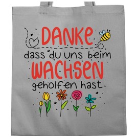 Shirtracer - Cotton Bag - Teacher Bags - Thank You for Helping Us Grow - Farewell Gift Nursery Educator Childminder, 2 Light Grey