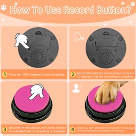 BUYVIKAY Set of 6 Color Dog Buttons with Three Mats and Stickers, Dog Training Buzzer, Dog Communication, Record & Playback Your Own Message to Teach Your Dogs Voice What They Want