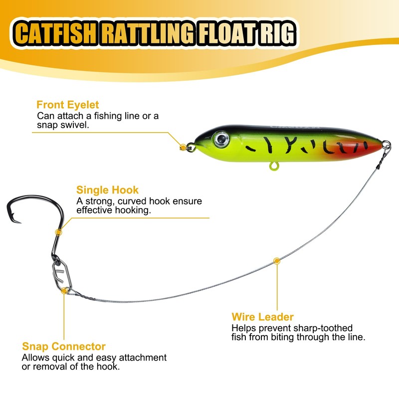Catfish Rig with Rattle Float, Pre-Assembled Fishing Rig for Catfish,