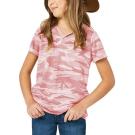 simtuor Girls Camouflage Tunic Tops Short Sleeve Shirts Sweat Tees Loose Blouse Size 6-7Years Pink