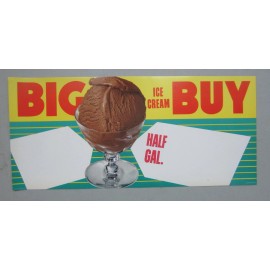 Old Vintage 1950's - Chocolate ICE CREAM - Grocery STORE Display - Price SIGN