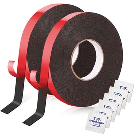 SpiralScgv Double Sided Tape Heavy Duty, Strong Double-Sided Foam Tape, 32.8FT x 0.59IN, Waterproof Adhesive Mounting Tape, Suitable for Walls, LED Light Strips, Home, Automotive, Outdoor (2 Packs)