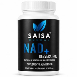 SAISA HERBAL NAD+ 30 Cápsulas con Resveratrol | Nicotinamida Adenina Dinucleótido | Suplemento Alimenticio Premium | Energía Celular, Antienvejecimien