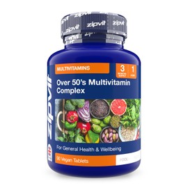 Zipvit Multivitamin Advanced 50 Plus Active Formula for Women & Men - 90 Vegan Tablets. Supports Bone Health and Your Immune System. 3 Months Supply