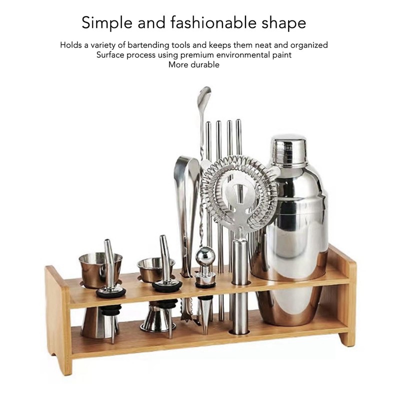 VIFERR Bartender Kit Stand Wooden Portable Cocktail Shaker Set Display