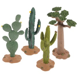 Mini Model Cactus 4pcs Mini Artificial Cactus Plants Fake Cactus Model Miniature Plastic Cactus Decor Lifelike Desert Tree Statue for Micro Landscape Train Railway Sand Table