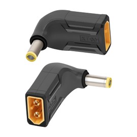 RIIEYOCA XT60 to DC5525 Connector,Right Angle XT60 Male to DC 5.5mm X 2.5mm Male Wireless Adapter for RC car,FPV Drone,LiPo Battery,Laptop Power Supplies, etc(2pack)