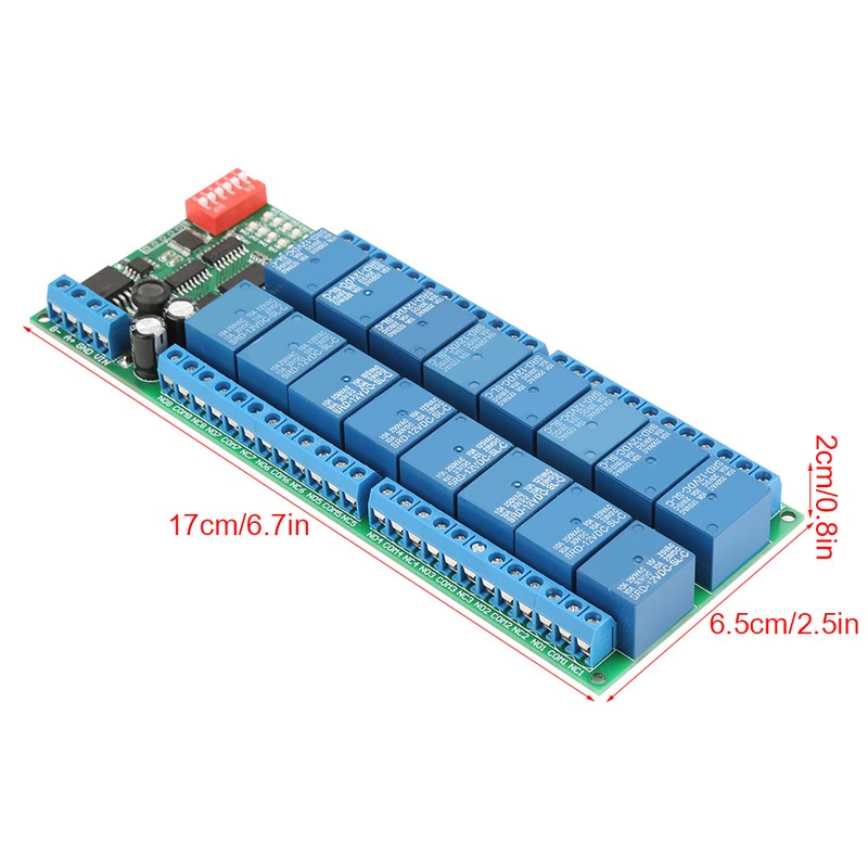 DC 12V 16 Channel MODBUS RTU RS485 Relay Module Board