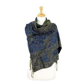 PASKMLNA Chal reversible de cachemira, colores elegantes, #14light Navy, L