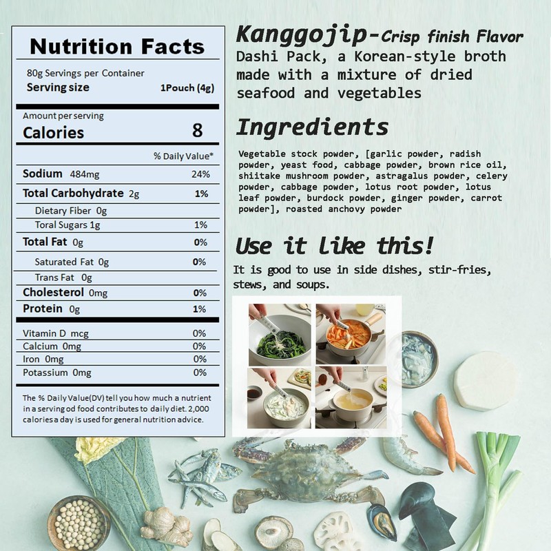 Kanggojip Korean Soup Broth Dried Vegetable Mixed with Anchovy Pack,