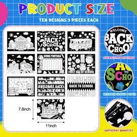 Gilprop 30 Pcs Back to School Coloring Poster Craft for Kids DIY First Day of School Coloring Single Sheets Color Your Own School Bus Pencil Art Activities for Teacher Student Classroom