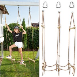 Rickety Bridge Rope Ladder - Ninja Slack line Accessories - Backyard Obstacle Course Accessories for Ninja Warrior Training - Rope Bridge Skip for Kids