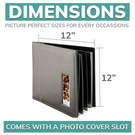 pbf Scrapbook Photo Album 12x12, Guest Book with Photo Insert, Black Scrapbook with Plastic Sleeves & Black Pages, Scrapbook Album for All Size Pictures, Memory Book, Wedding Scrapbook