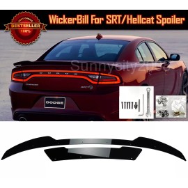 SDeelCase 2 Pc Shadow Decklid Spoiler Flap Wicker bill Fit 15-23 Dodge Charger SRT Hellcat