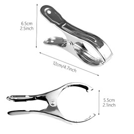 Pack of 8 Large Stainless Steel Clothes Pegs, 12 x 6.5 cm, Towel Clips for Beach Loungers, Clips, Beach Towel, Clothes Pegs, Metal for Beach, Holiday, Outdoor, Swimming Pool (Silver)