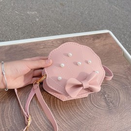ZOONAI Little Girls Purse,Cute Pearl Shell Crossbody Handbag Shoulder Bag Kids Small Coin Purse Pouch (Pink)