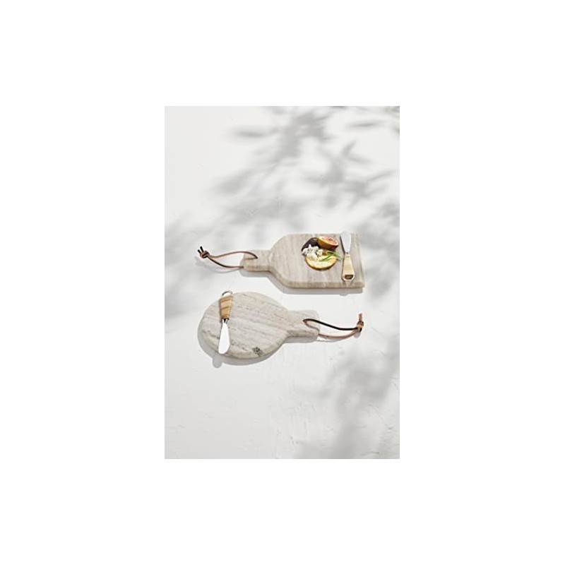 Mud Pie Square Beige Marble Board, Board Approx 8 1/2"